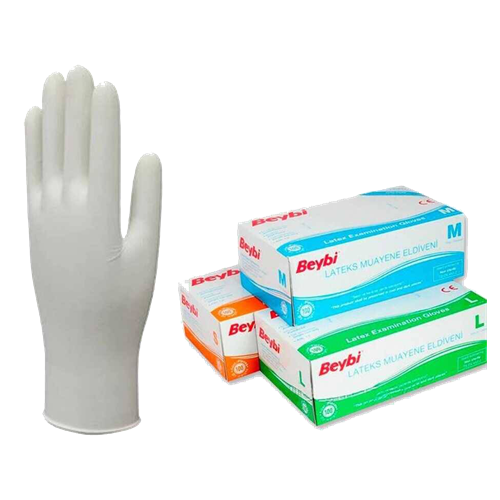 BEYBİ PUDRALI MUAYENE ELDİVENİ ( lateks ) MDR L (BÜYÜK) 